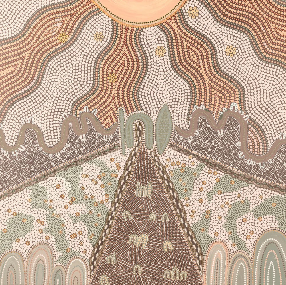 Our Matriarch, Peach And Green, By Domica Hill Wall Art Gioia-Local 50x50cm Framed Canvas Gold