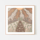 Our Matriarch, Peach And Green, By Domica Hill Wall Art Gioia-Local 50x50cm Framed Poster Black
