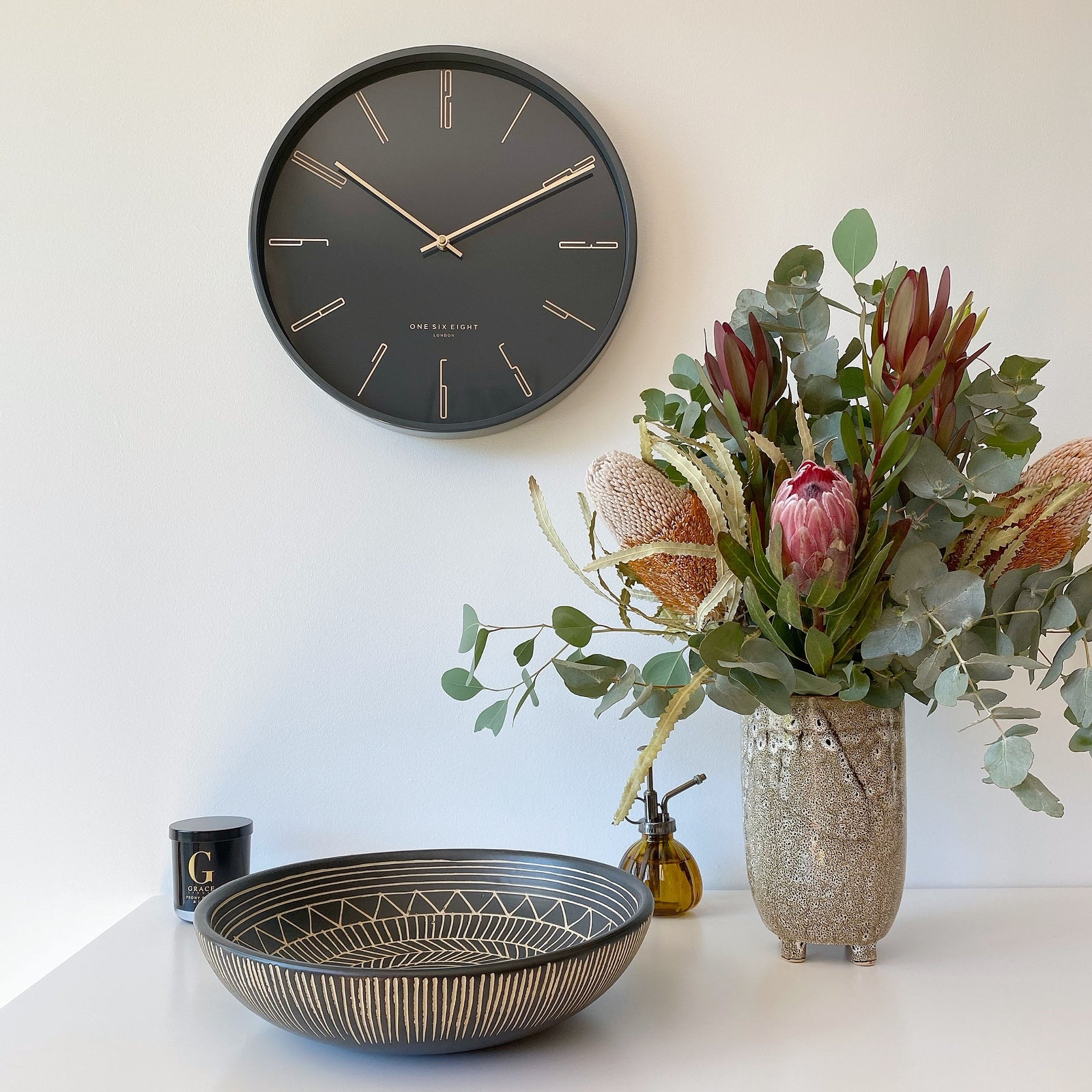 Platt 30cm Wall Clock - Charcoal Grey Clock Onesix-Local