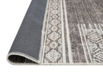 Raia 230cm x 160cm Tribal Distressed Washable Rug - Charcoal & Grey