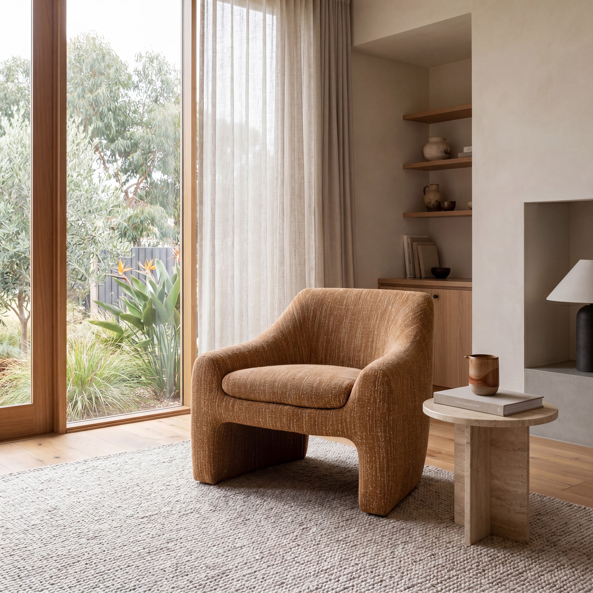 Rubin Fabric Armchair - Ginger Brown Armchair K Sofa-Core
