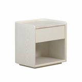 Sorell 50cm Travertine Bedside Table - Ivory Oat Bedside Table Dwood-Core