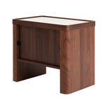 Ex Display - Modesta Glass Top Bedside Table - Walnut Bedside Table Iggy-Core