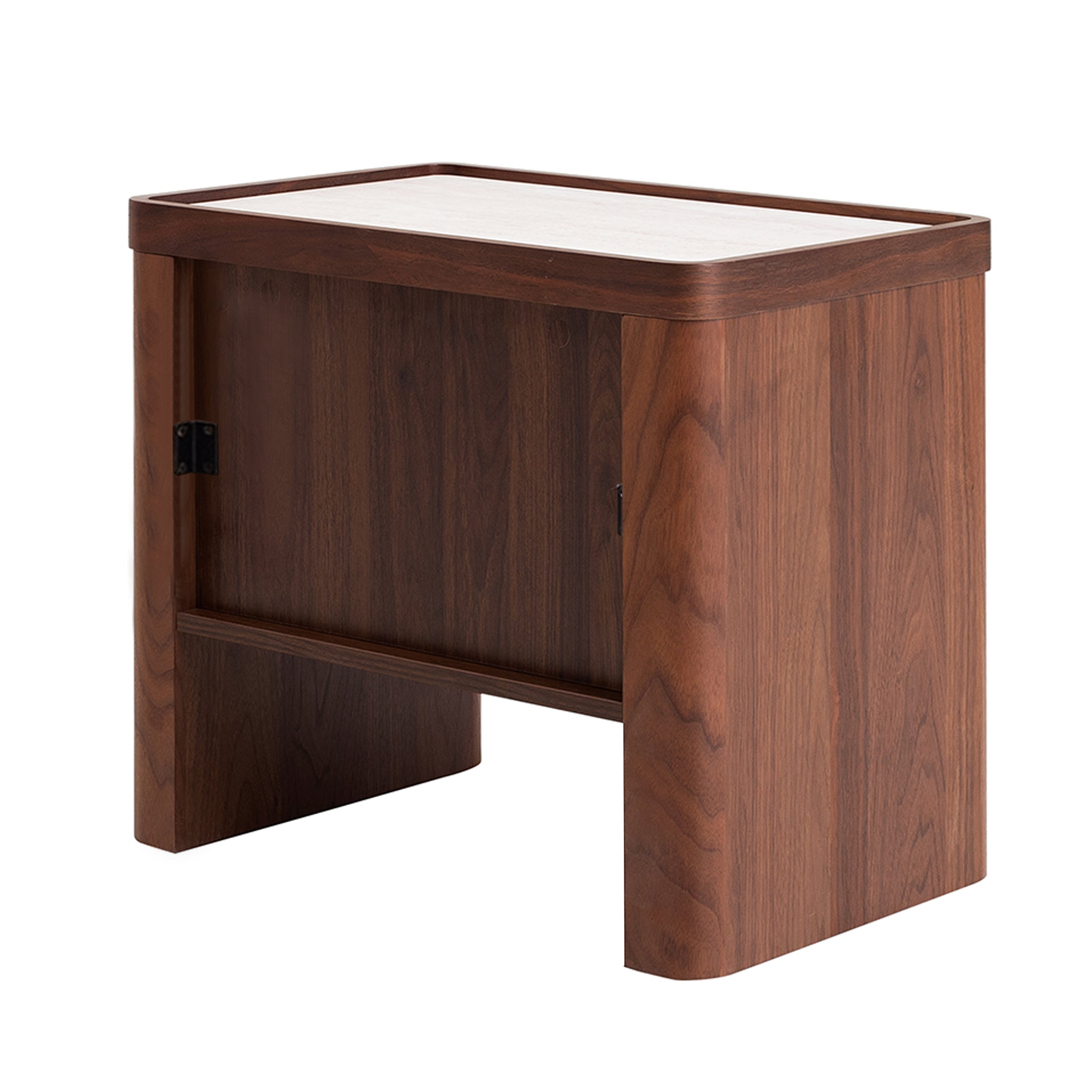 Ex Display - Modesta Glass Top Bedside Table - Walnut Bedside Table Iggy-Core