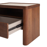 Ex Display - Modesta Glass Top Bedside Table - Walnut Bedside Table Iggy-Core