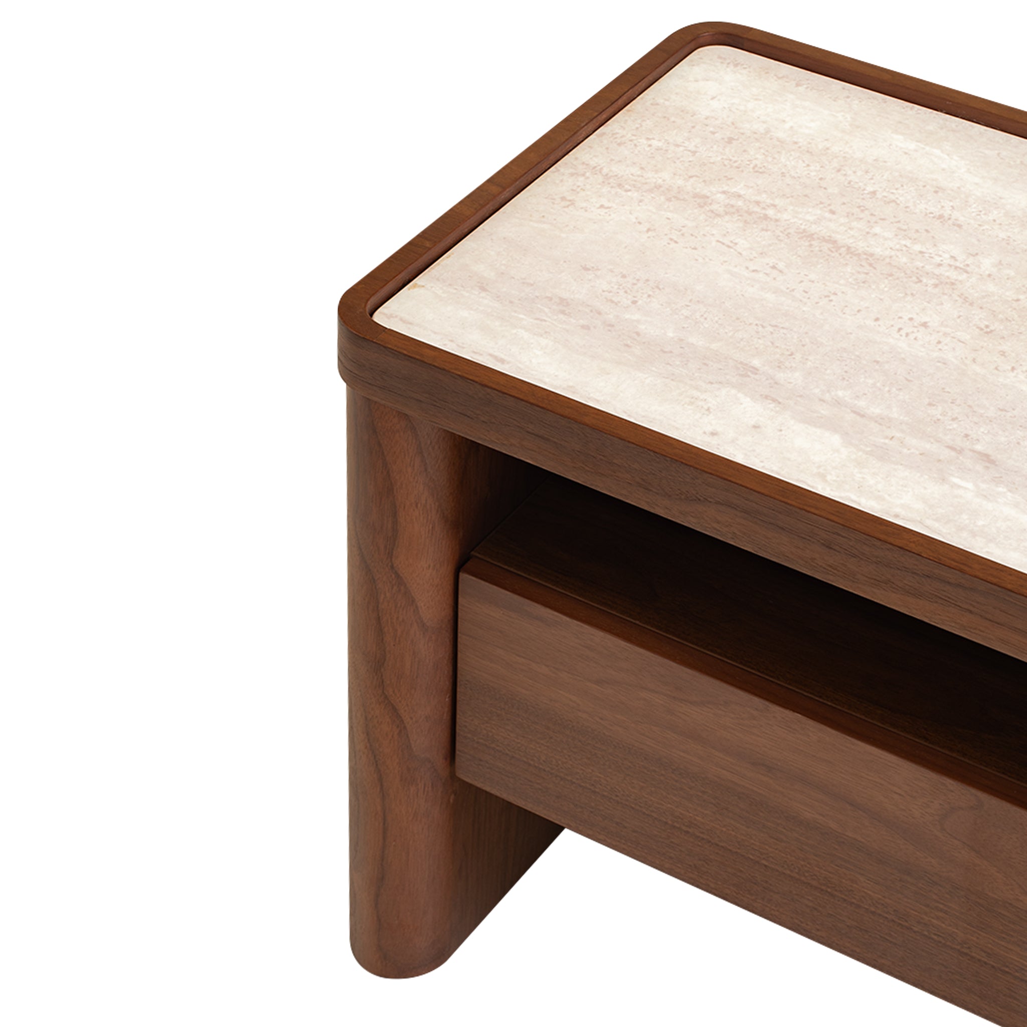 Ex Display - Modesta Glass Top Bedside Table - Walnut Bedside Table Iggy-Core