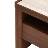 Ex Display - Modesta Glass Top Bedside Table - Walnut Bedside Table Iggy-Core