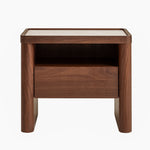 Ex Display - Modesta Glass Top Bedside Table - Walnut Bedside Table Iggy-Core