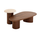 Imperial Walnut Side Table - Stone Look Beige Side Table Iggy-Core