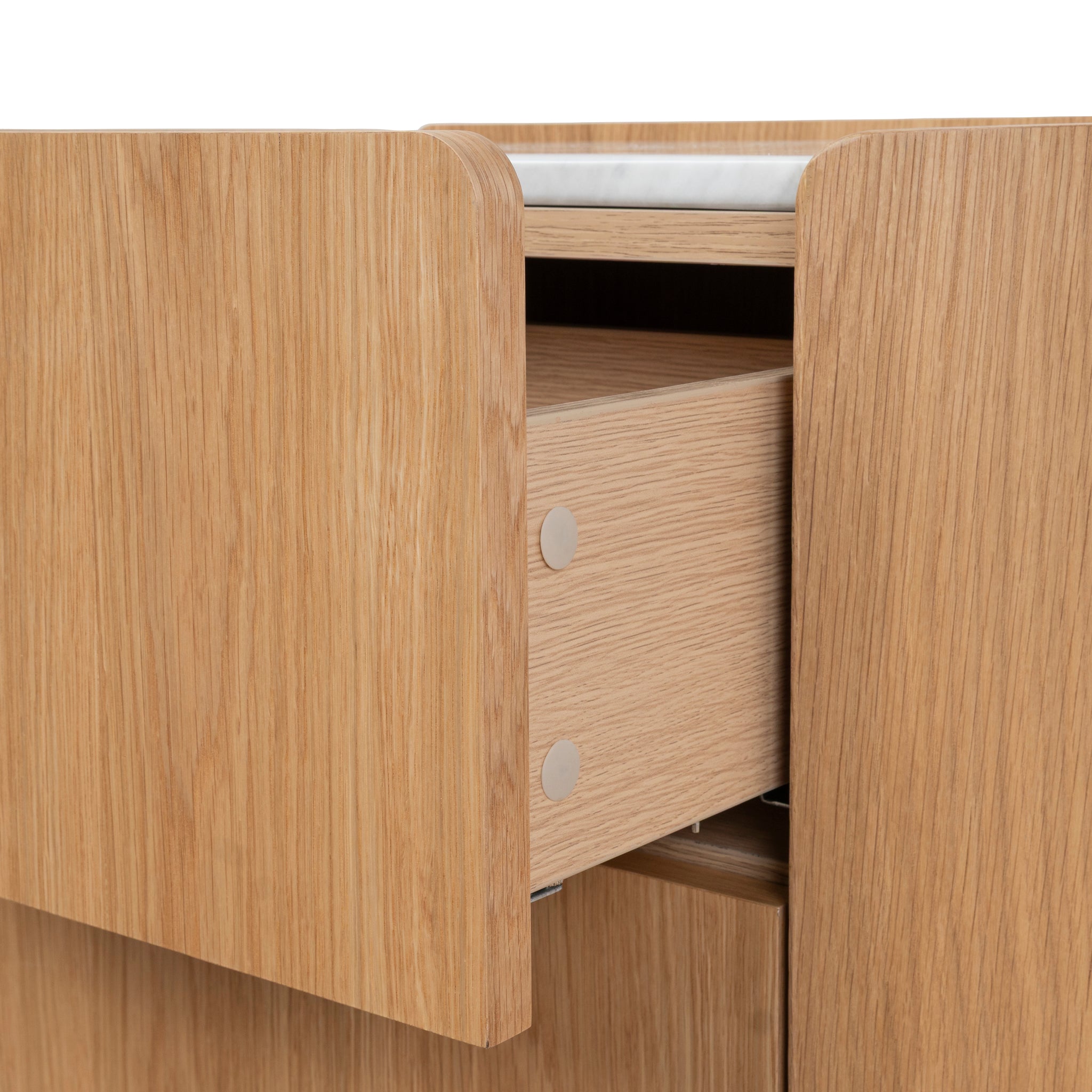 Arnar 60cm Bedside Table - Natural Oak with Marble Top Bedside Table Century-Core