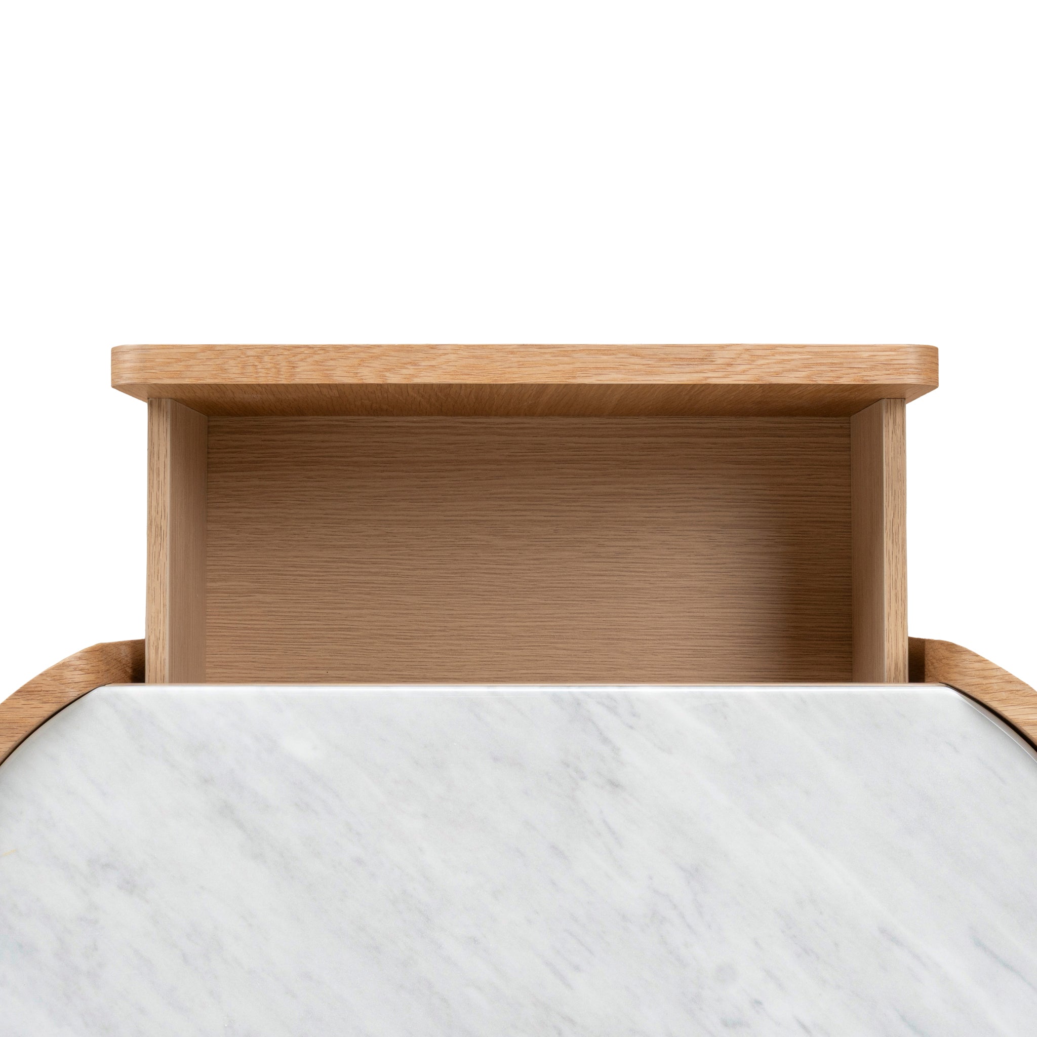 Arnar 60cm Bedside Table - Natural Oak with Marble Top Bedside Table Century-Core