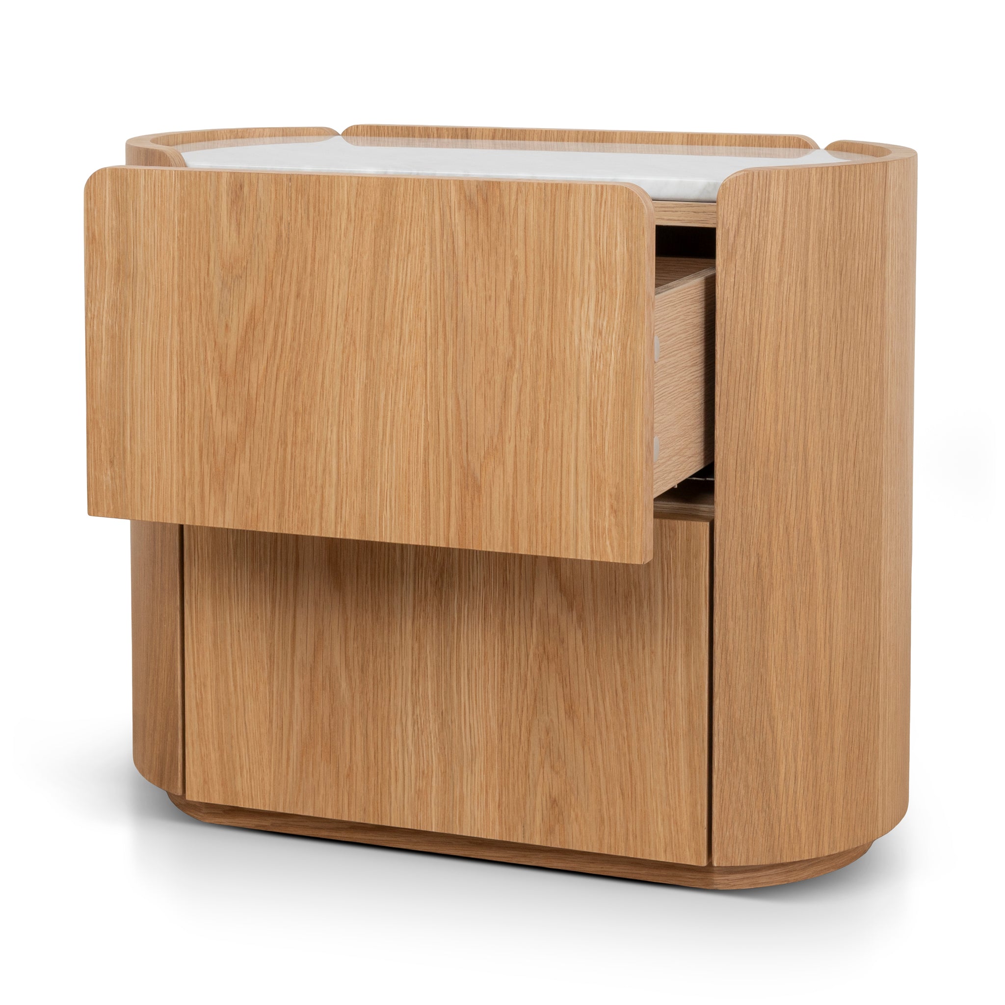 Arnar 60cm Bedside Table - Natural Oak with Marble Top Bedside Table Century-Core