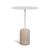 Pravina 45cm Matte White Side Table - Travertine Side Table NY-Core