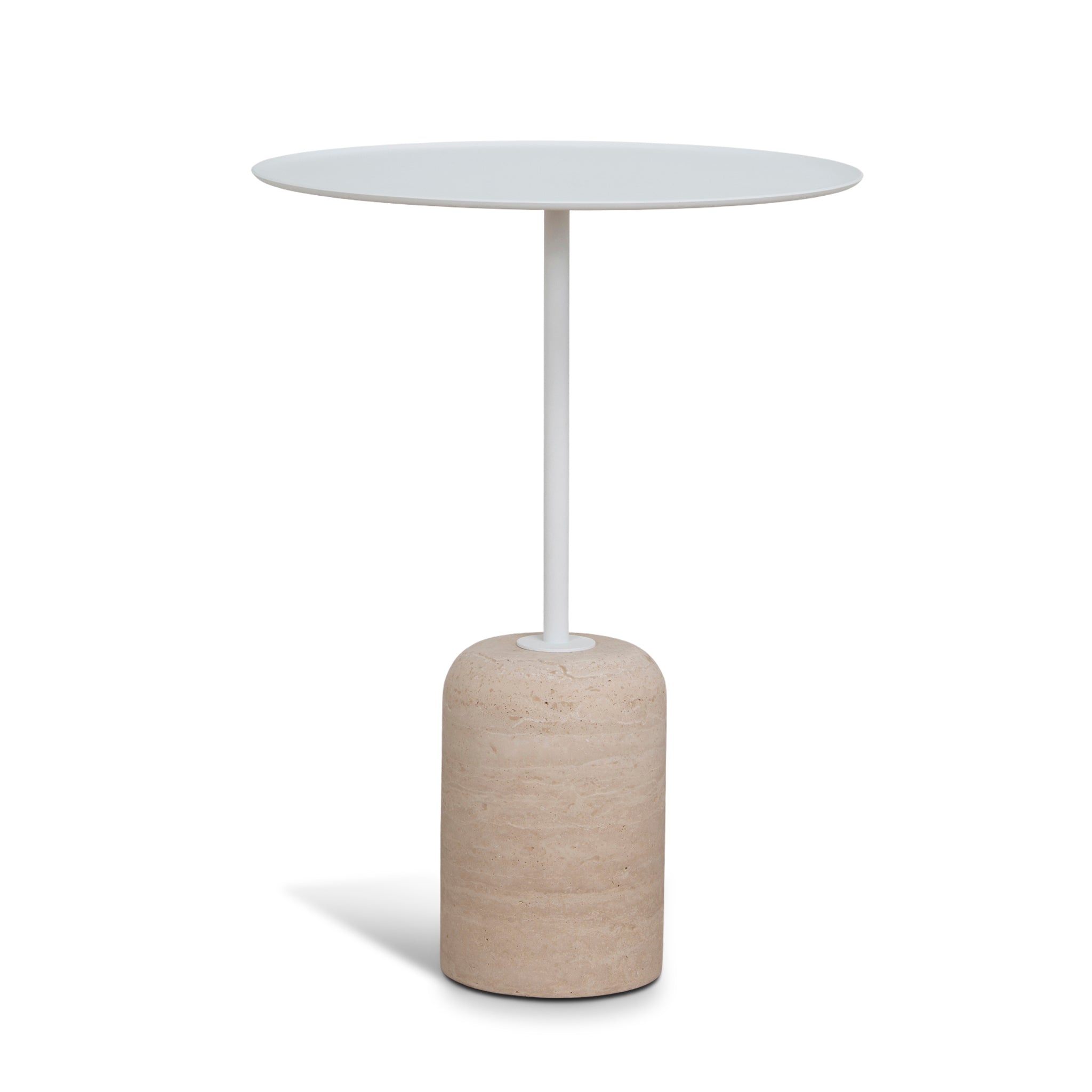 Pravina 45cm Matte White Side Table - Travertine Side Table NY-Core