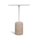 Pravina 45cm Matte White Side Table - Travertine Side Table NY-Core