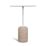 Pravina 45cm Matte White Side Table - Travertine Side Table NY-Core