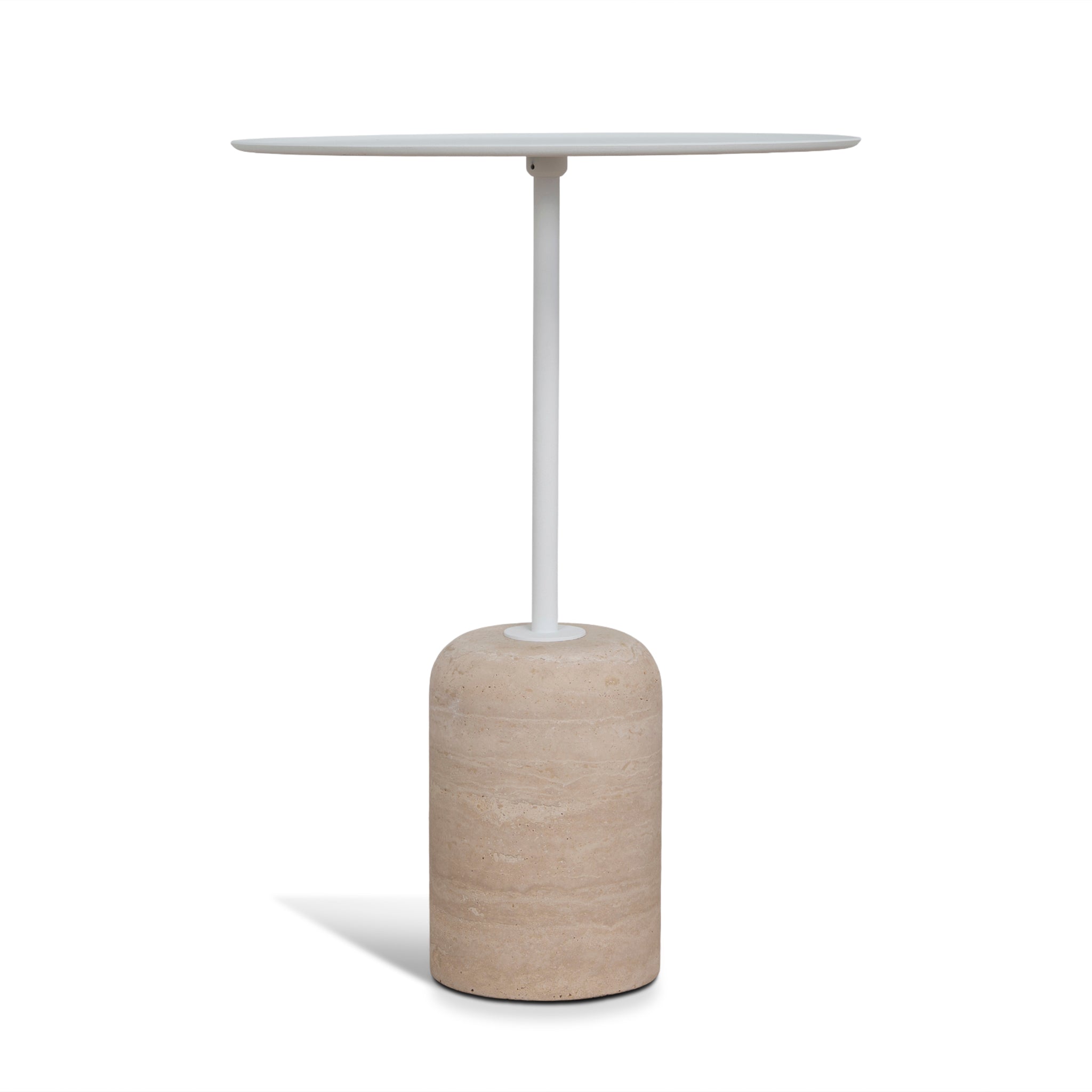 Pravina 45cm Matte White Side Table - Travertine Side Table NY-Core