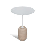 Pravina 45cm Matte White Side Table - Travertine Side Table NY-Core