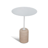 Pravina 45cm Matte White Side Table - Travertine Side Table NY-Core