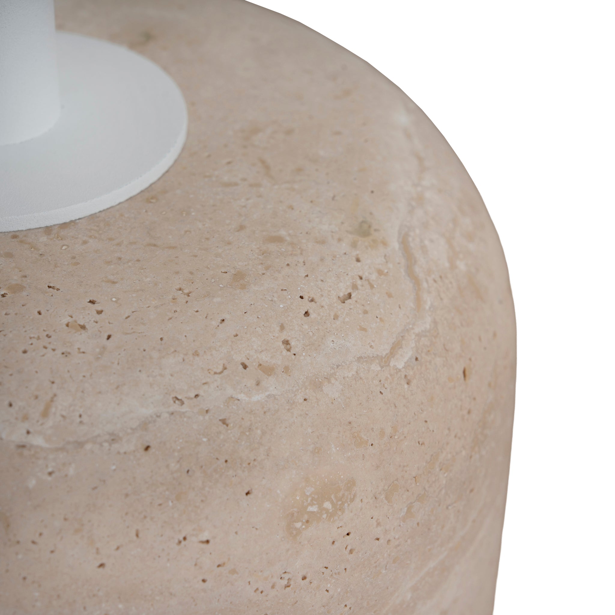 Pravina 45cm Matte White Side Table - Travertine Side Table NY-Core