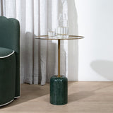 Pravina 45cm Brushed Gold Side Table - Green Crystal Side Table NY-Core