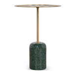 Pravina 45cm Brushed Gold Side Table - Green Crystal Side Table NY-Core