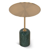 Pravina 45cm Brushed Gold Side Table - Green Crystal Side Table NY-Core