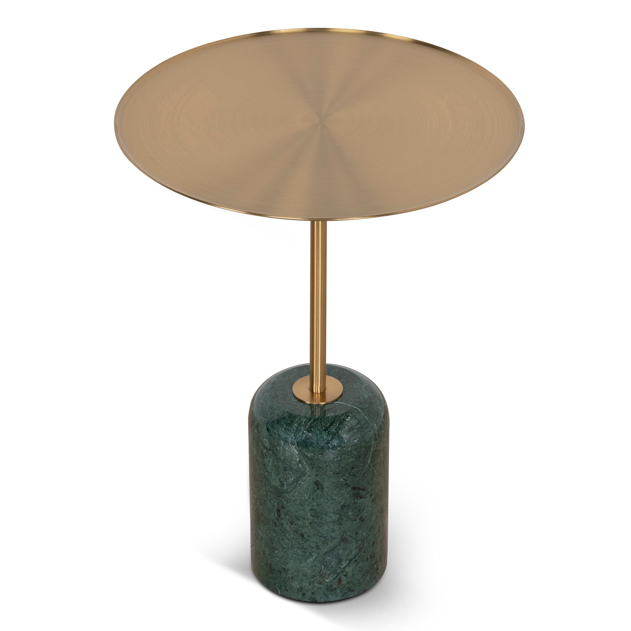 Pravina 45cm Brushed Gold Side Table - Green Crystal Side Table NY-Core