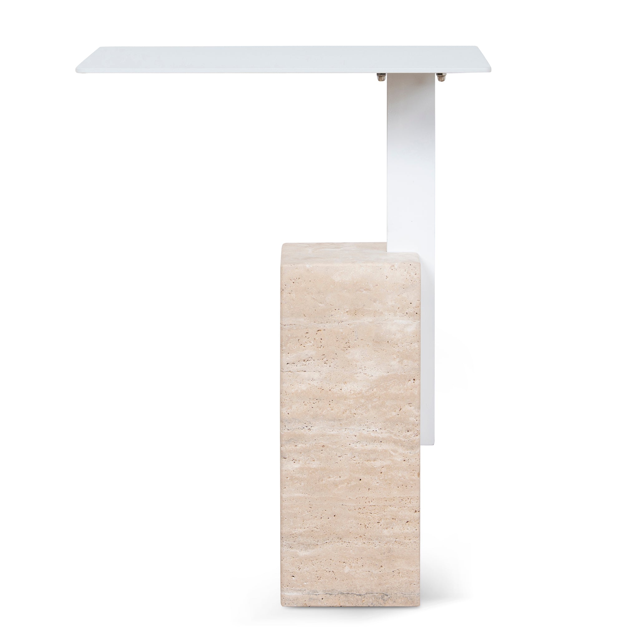 Hilaria 40cm Matte White Side Table - Natural Side Table NY-Core