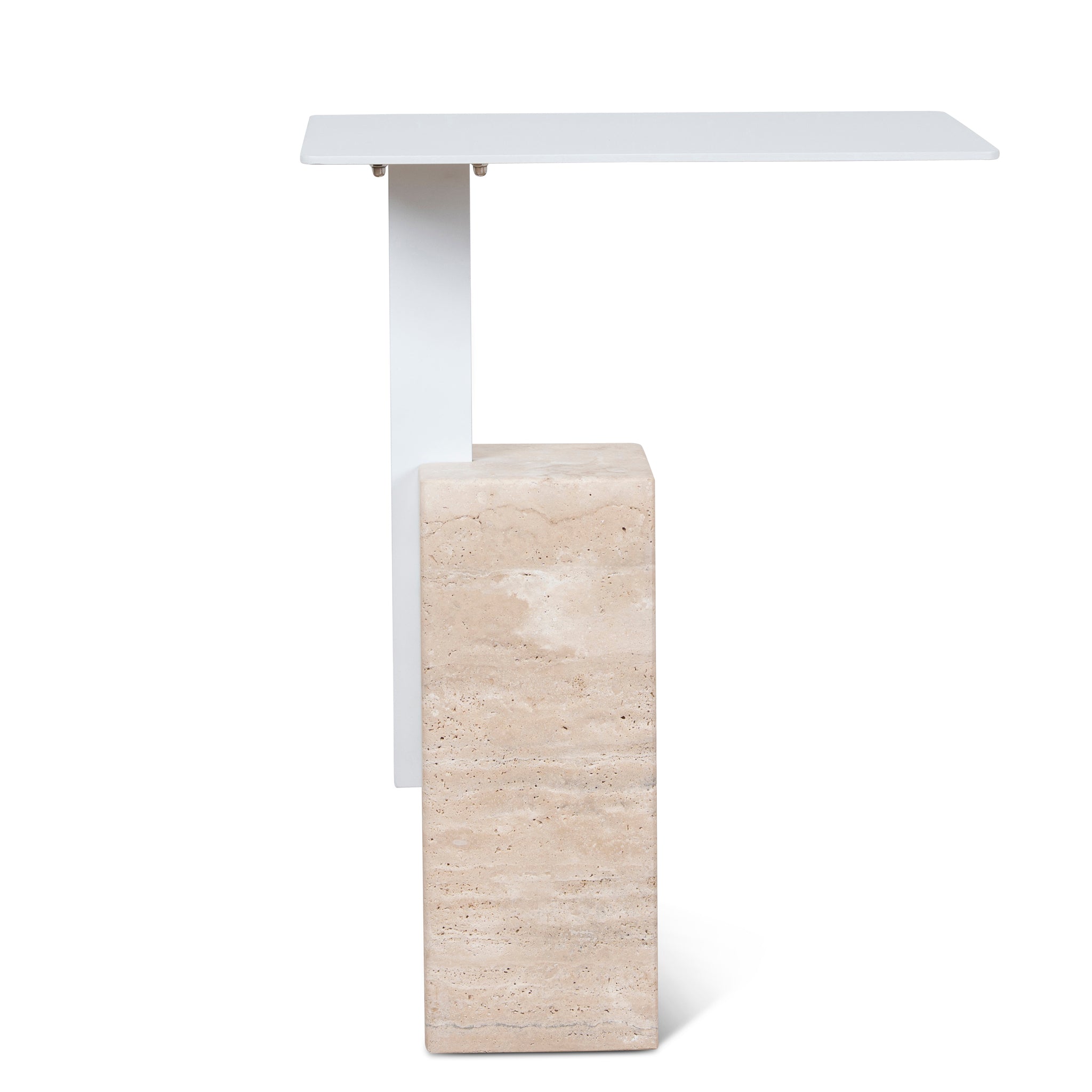 Hilaria 40cm Matte White Side Table - Natural Side Table NY-Core