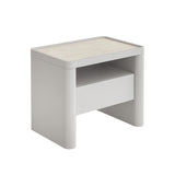 Modesta Glass Top Bedside Table - Warm Grey Bedside Table Iggy-Core