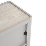 Modesta Glass Top Bedside Table - Warm Grey Bedside Table Iggy-Core