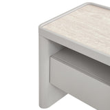 Modesta Glass Top Bedside Table - Warm Grey Bedside Table Iggy-Core
