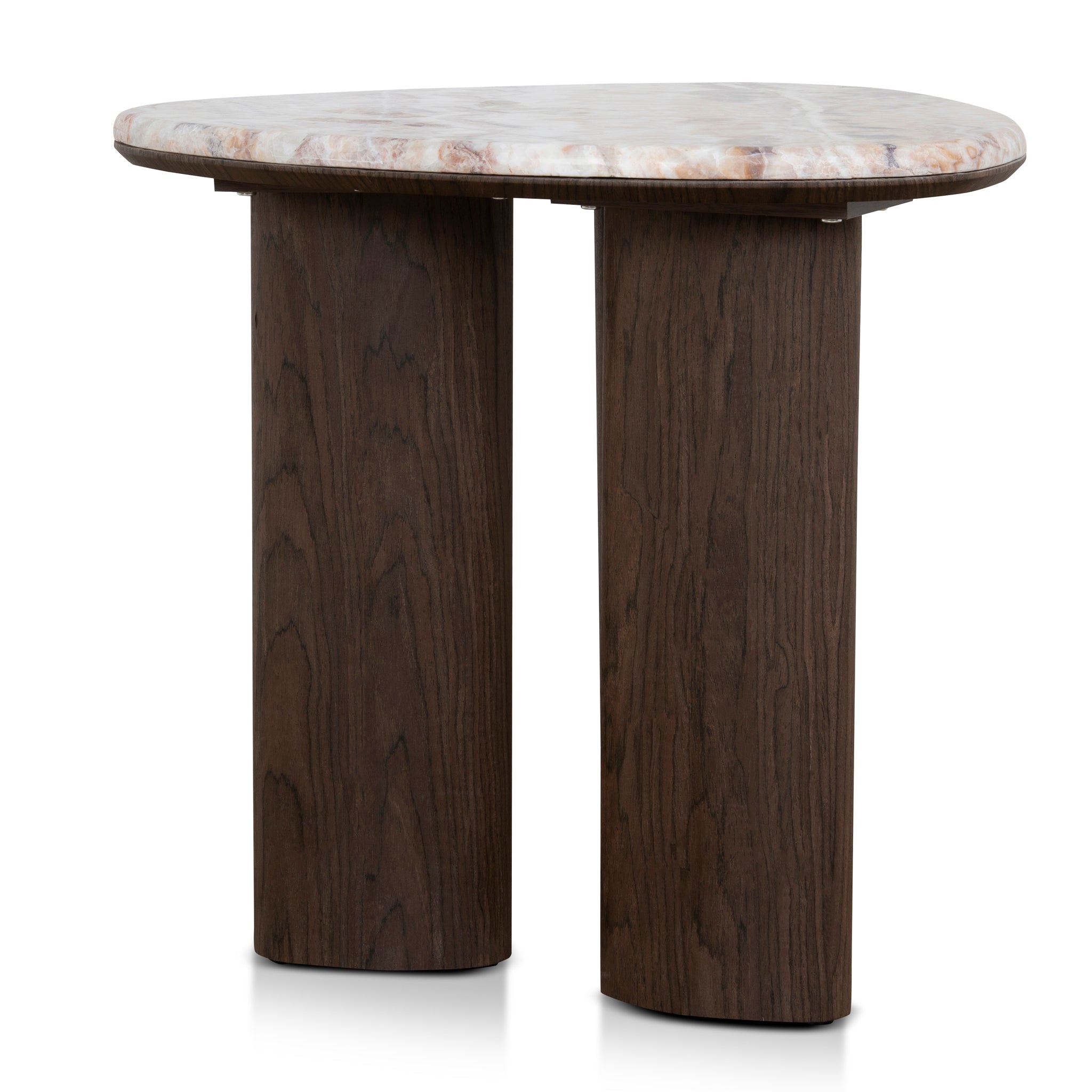 Ex Display - Cavira 44cm Marble Side Table - Walnut Side Table Mika-Core