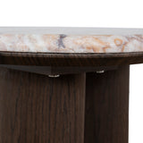Ex Display - Cavira 44cm Marble Side Table - Walnut Side Table Mika-Core