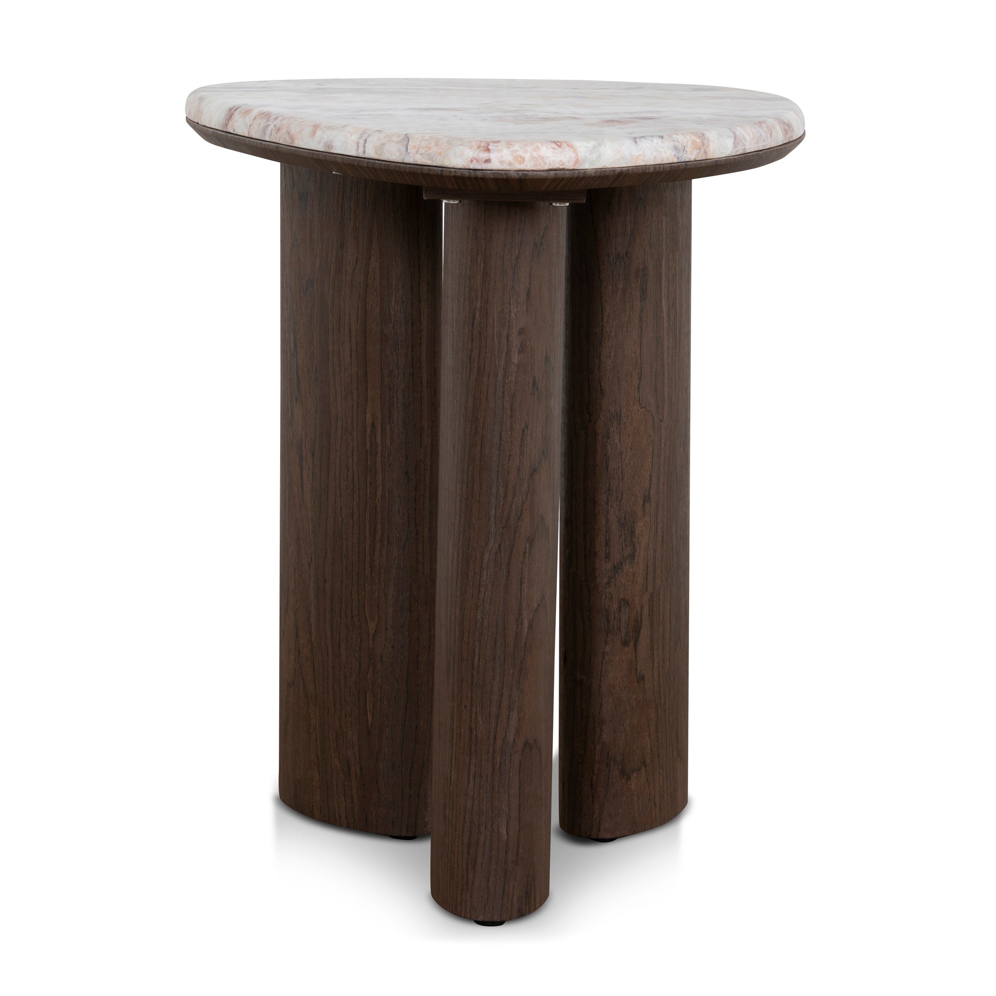 Ex Display - Cavira 44cm Marble Side Table - Walnut Side Table Mika-Core