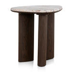 Ex Display - Cavira 44cm Marble Side Table - Walnut Side Table Mika-Core
