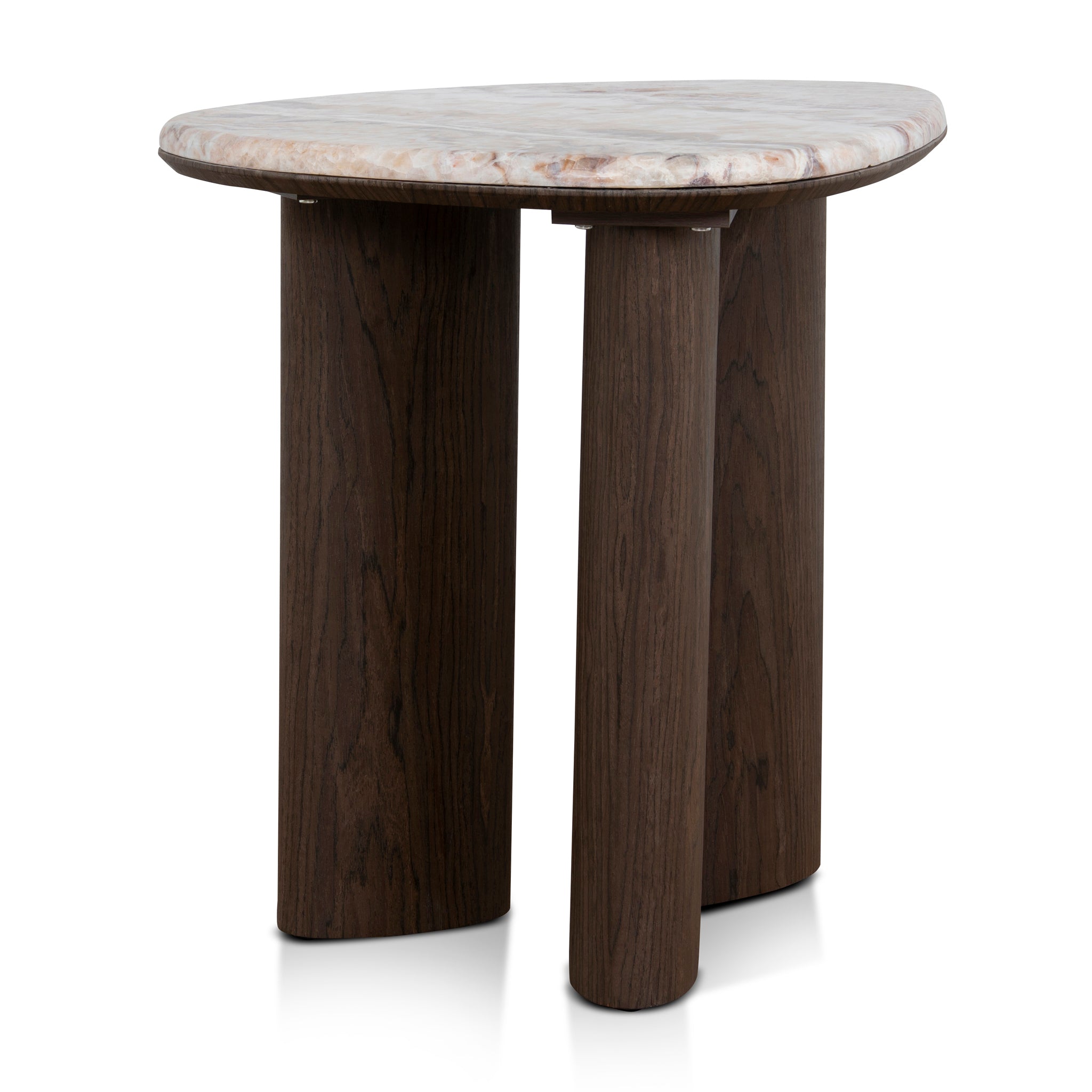 Ex Display - Cavira 44cm Marble Side Table - Walnut Side Table Mika-Core