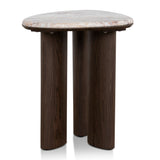 Ex Display - Cavira 44cm Marble Side Table - Walnut Side Table Mika-Core