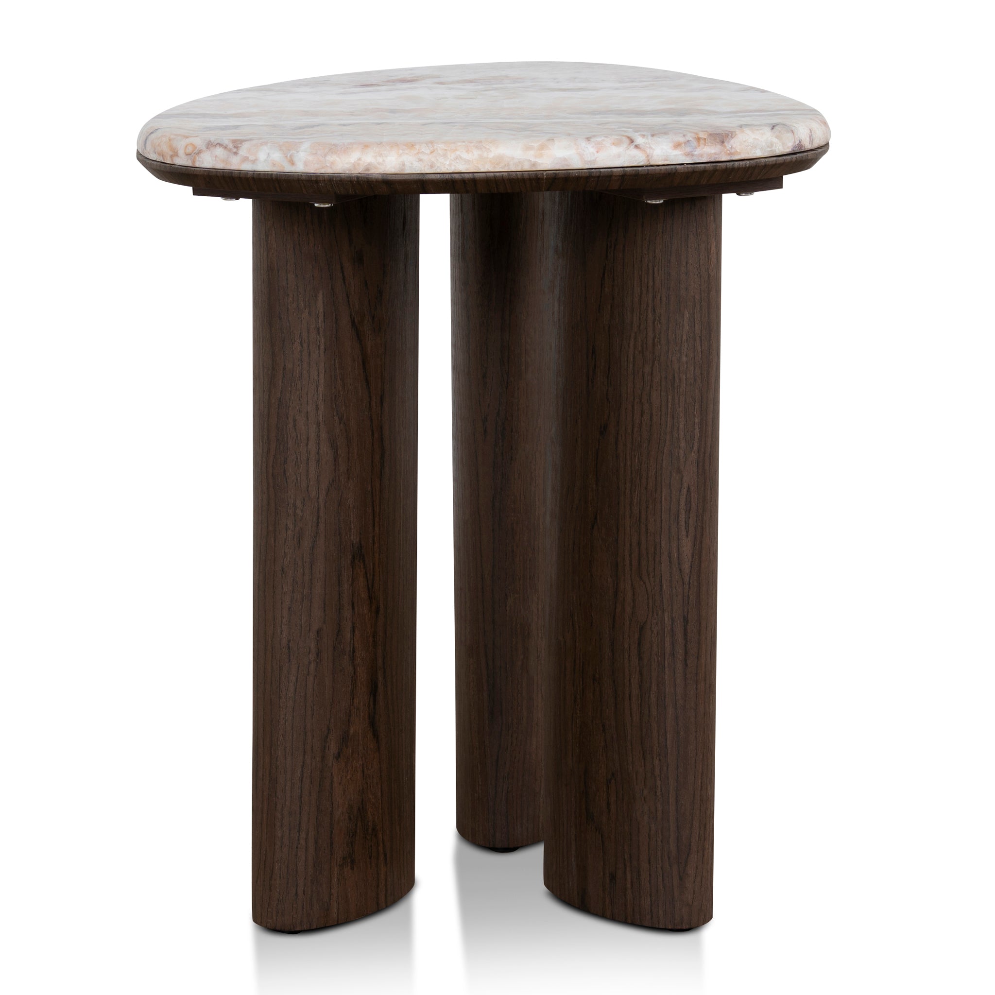 Ex Display - Cavira 44cm Marble Side Table - Walnut Side Table Mika-Core