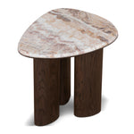 Ex Display - Cavira 44cm Marble Side Table - Walnut Side Table Mika-Core