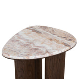 Ex Display - Cavira 44cm Marble Side Table - Walnut Side Table Mika-Core