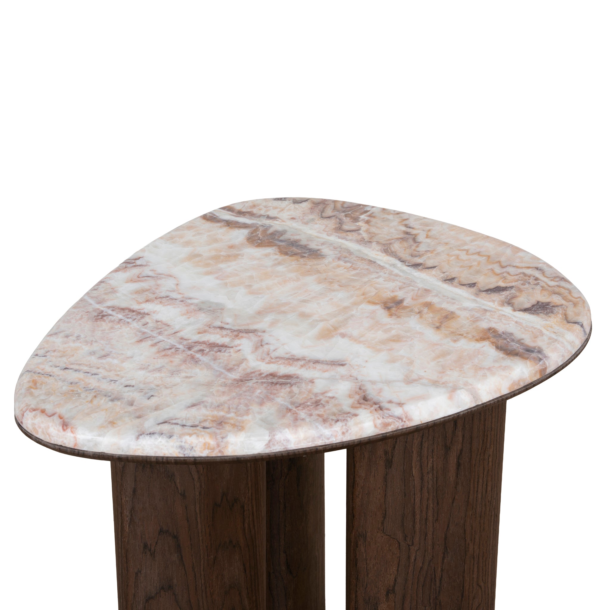 Ex Display - Cavira 44cm Marble Side Table - Walnut Side Table Mika-Core