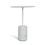 Pravina 45cm Matte White Side Table - Carrara Marble Side Table NY-Core