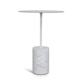 Pravina 45cm Matte White Side Table - Carrara Marble Side Table NY-Core