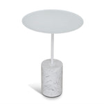 Pravina 45cm Matte White Side Table - Carrara Marble Side Table NY-Core