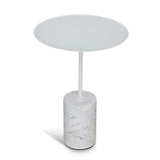 Pravina 45cm Matte White Side Table - Carrara Marble Side Table NY-Core