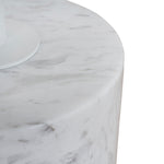Pravina 45cm Matte White Side Table - Carrara Marble Side Table NY-Core