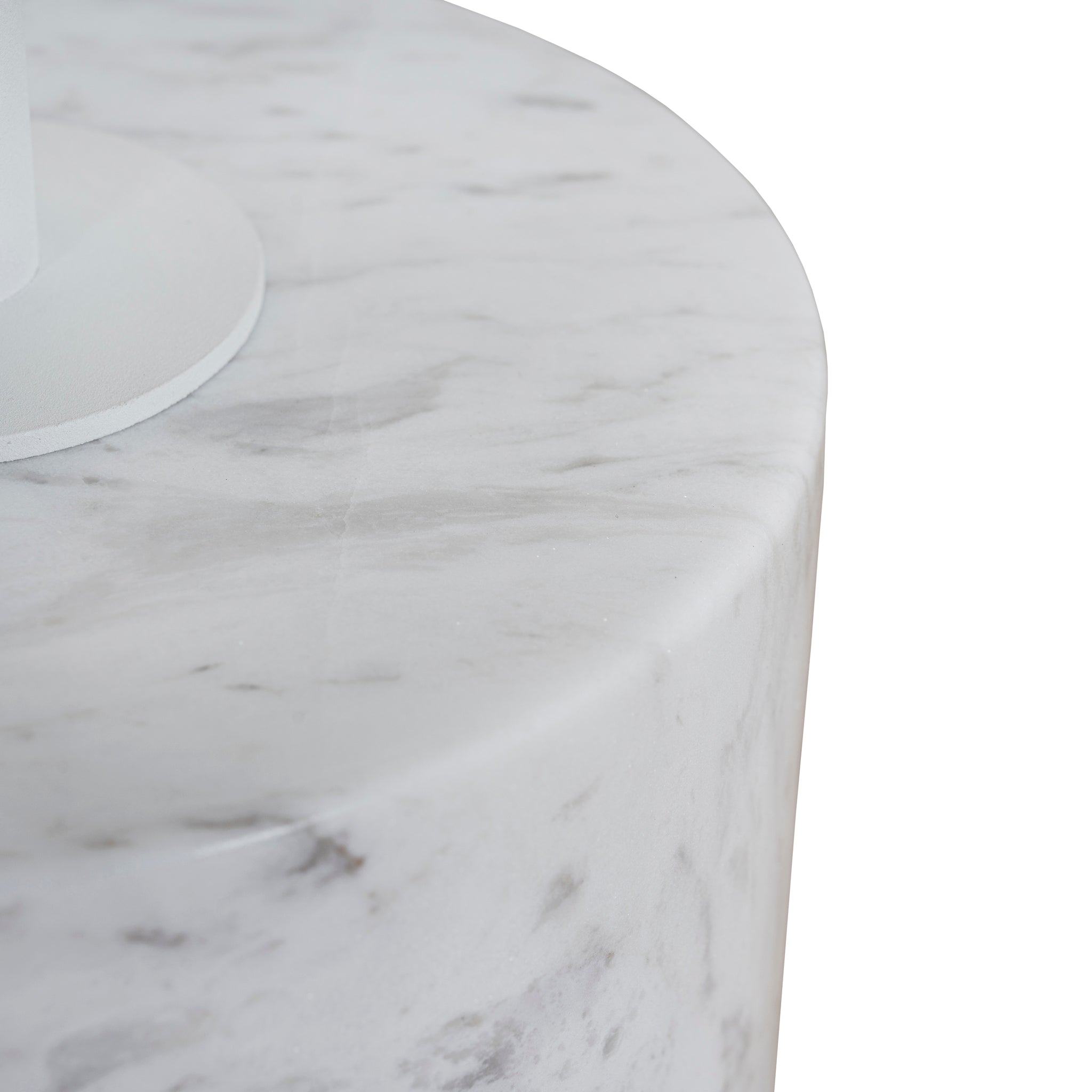 Pravina 45cm Matte White Side Table - Carrara Marble Side Table NY-Core