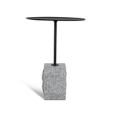 Kelvin 45cm Matte Black Side Table - Faceted Granite Marble Side Table NY-Core